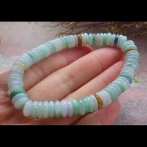 Elegant certificate jadeite 3 colors Multi-Color Beaded Bracelet 6.5 inches